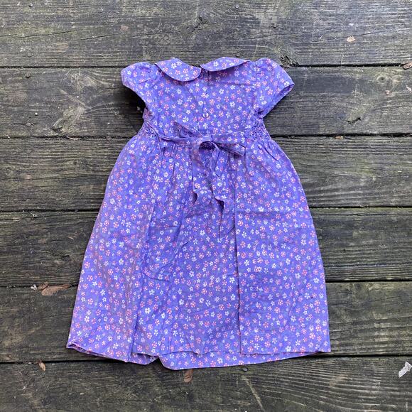 Talbots Purple Collared Peasant Style Floral Dress Girl's Size 2 - Picture 3 of 3